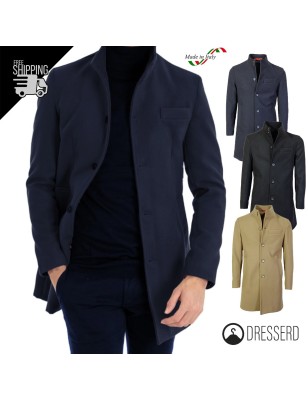 Cappotto Uomo Giubbotto Soprabito in panno Semi Slim con collo, Cappotti Casual Beige - Nero - Blu Dresserd