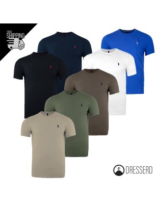 T-Shirt Uomo Emporio Logo Ricamato Maglietta Cotone Maglia girocollo Tinta Unita Dresserd