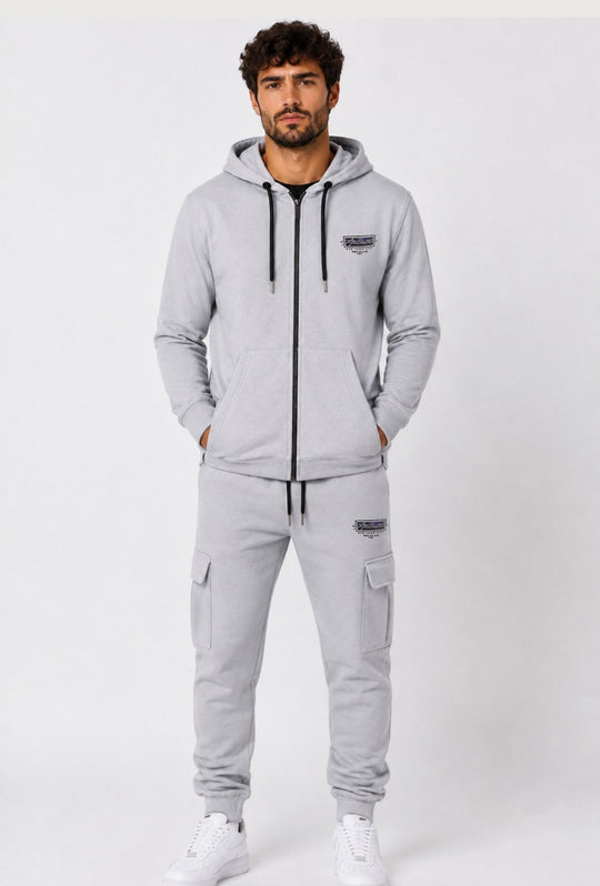 Pantalone Tuta Uomo MEED MILANO Con Tasconi Laterali  in Cotone Logo Stampato- GRIGIO