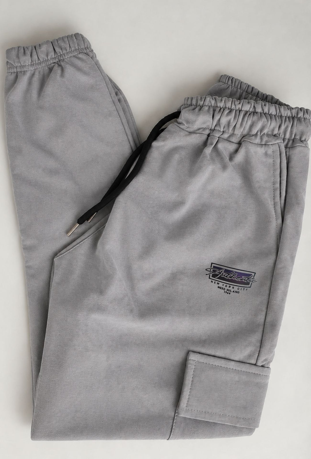 Pantalone Tuta Uomo MEED MILANO Con Tasconi Laterali  in Cotone Logo Stampato- GRIGIO