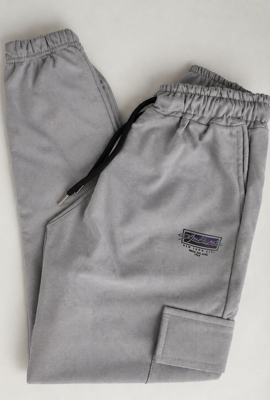 Pantalone Tuta Uomo MEED MILANO Con Tasconi Laterali  in Cotone Logo Stampato- GRIGIO