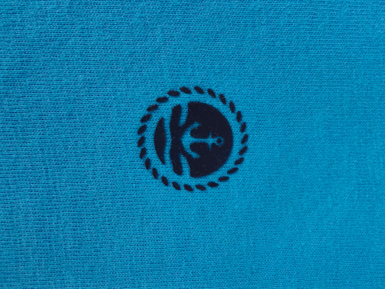 T-shirt Uomo Girocollo con Logo Stampato lato cuore NAVY SAIL in cotone-TURCHESE