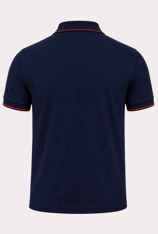 Polo Uomo BEVERLY HILLS POLO CLUB in Cotone Piquet 100% colletto righino rosso – BLU
