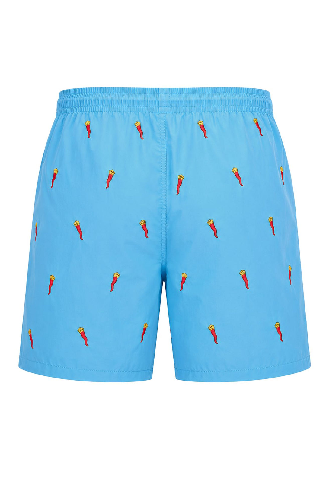Costume da Bagno Uomo Dresserd  Ricamo Corno Portafortuna Napoletano -CELESTE