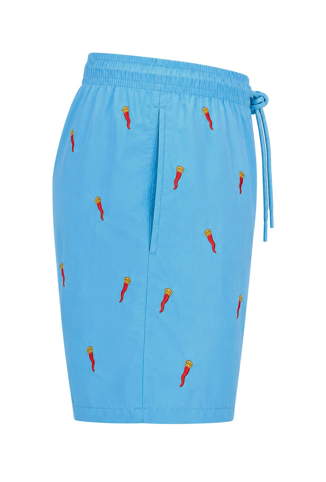 Costume da Bagno Uomo Dresserd  Ricamo Corno Portafortuna Napoletano -CELESTE