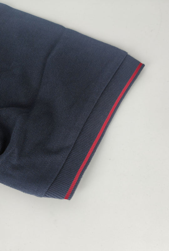 Polo Uomo BEVERLY HILLS POLO CLUB in Cotone Piquet 100% colletto righino rosso – BLU