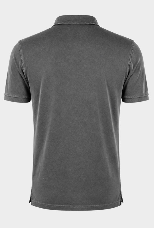 Polo Uomo in cotone piquè effetto tinto in capo - GRIGIO SCURO