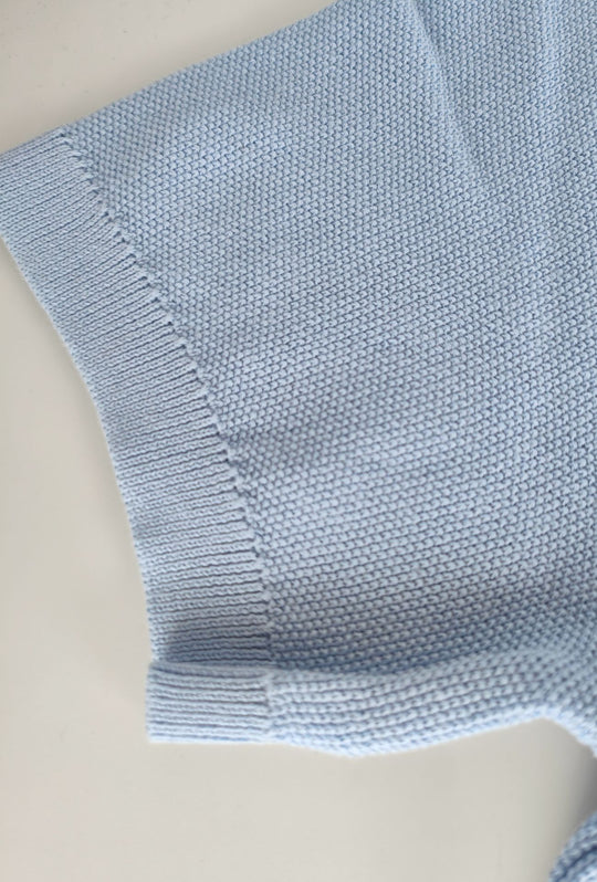T- Shirt uomo Girocollo in maglia 100% Cotone trama lavorata DRESSERD- AZZURRO POLVERE