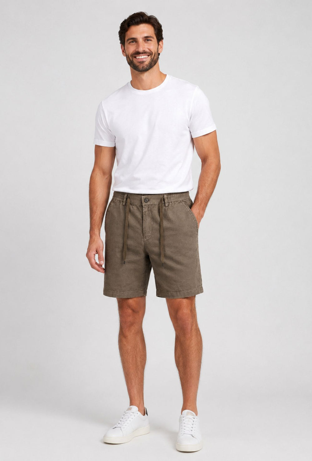 Bermuda Uomo lino e cotone DRESSERD- TABACCO