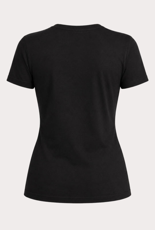 T-shirt donna Slim Fit Tommy Jeans con Logo Ricamato- NERO