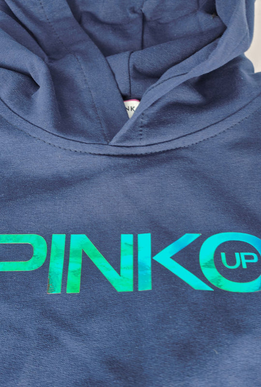Felpa Donna Pinko Up con Cappuccio in Cotone  Logo Riflettente  Vestibilità Regular- BLU NAVY