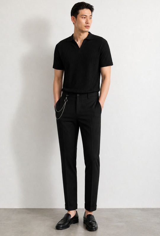 Pantalone uomo slim fit in viscosa DRESSERD - NERO