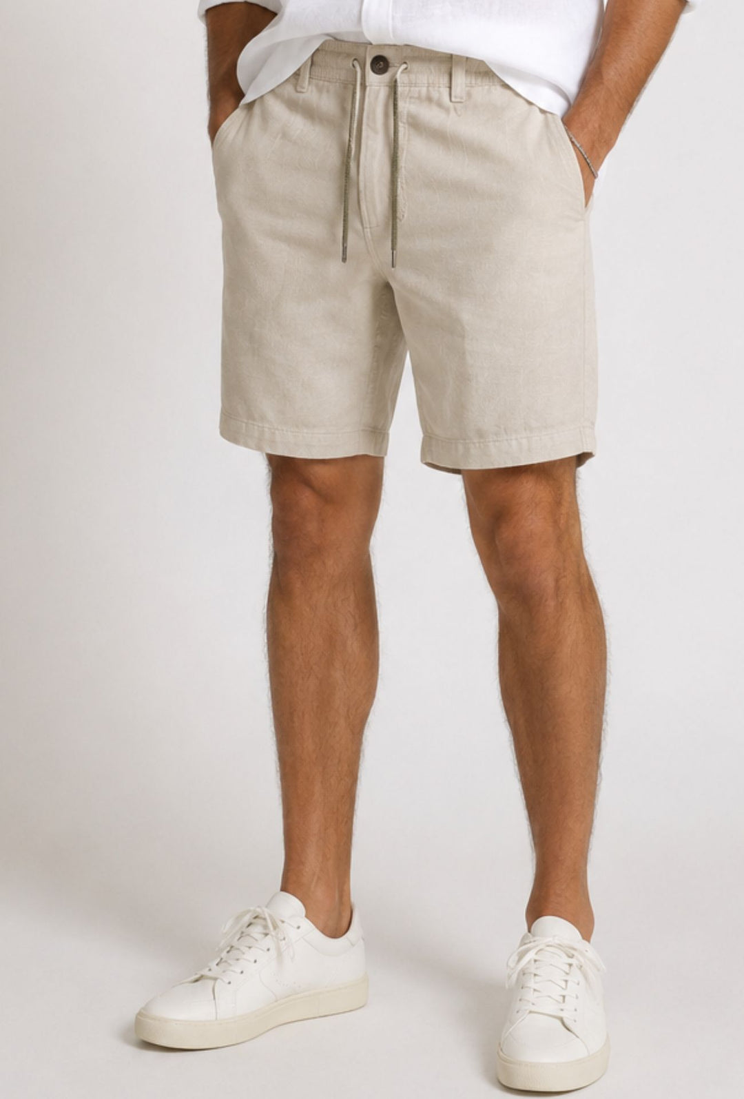 Bermuda Uomo Chino REKUAIT in  Lino e  Viscosa – BEIGE