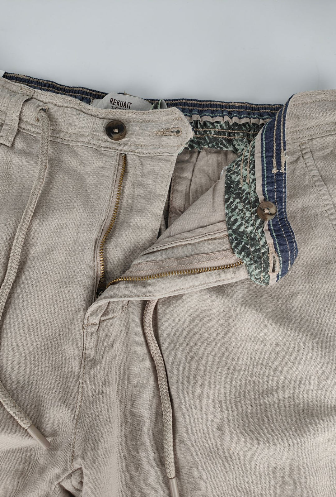 Bermuda Uomo Chino REKUAIT in  Lino e  Viscosa – BEIGE