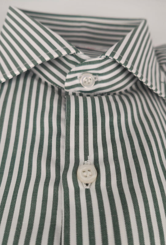 Camicia uomo manica lunga a righe 100% cotone made in italy - VERDE