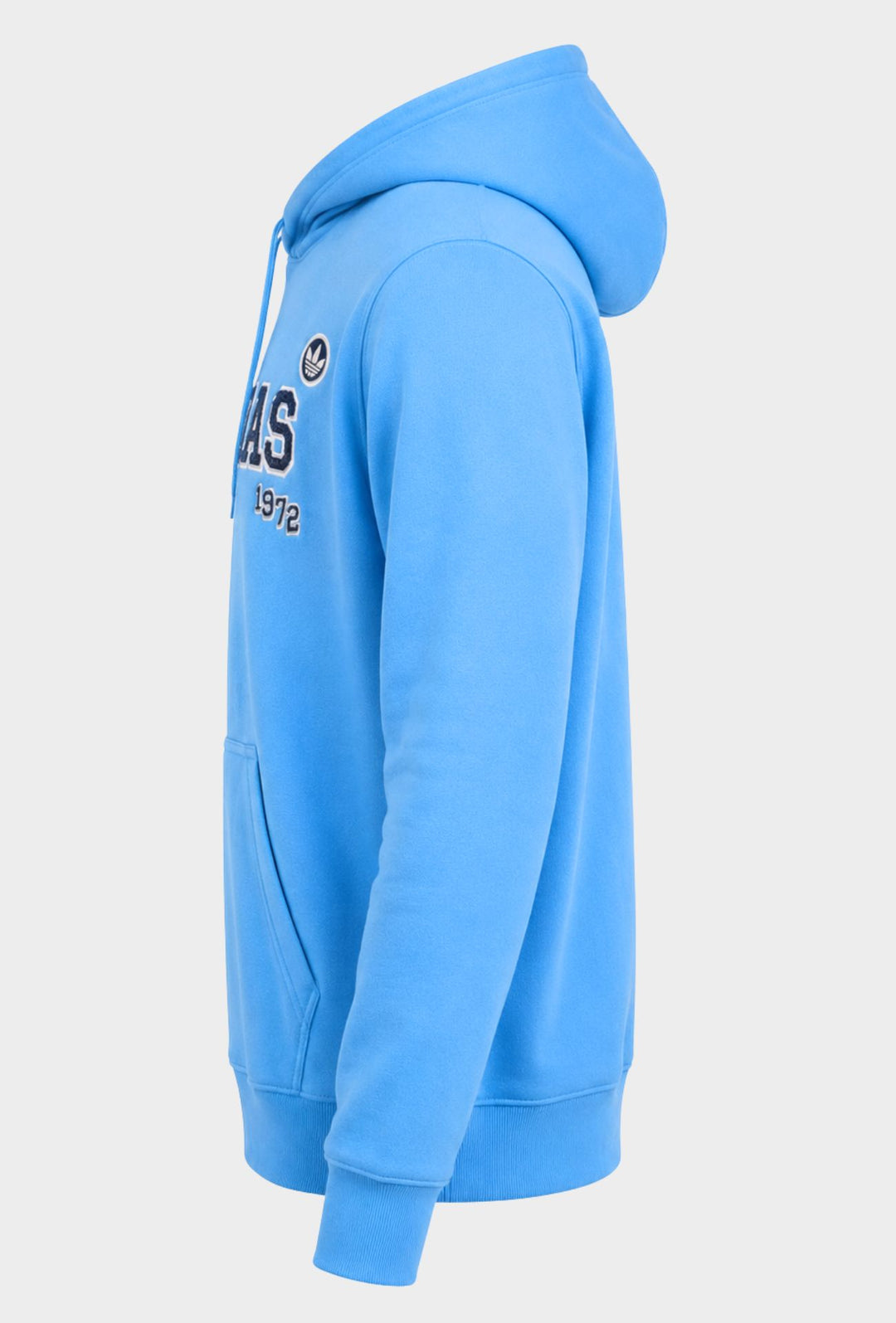 Felpa Uomo ADIDAS con Cappuccio e Interno Felpato scritta centrale in rilievo ricamata- AZZURRO