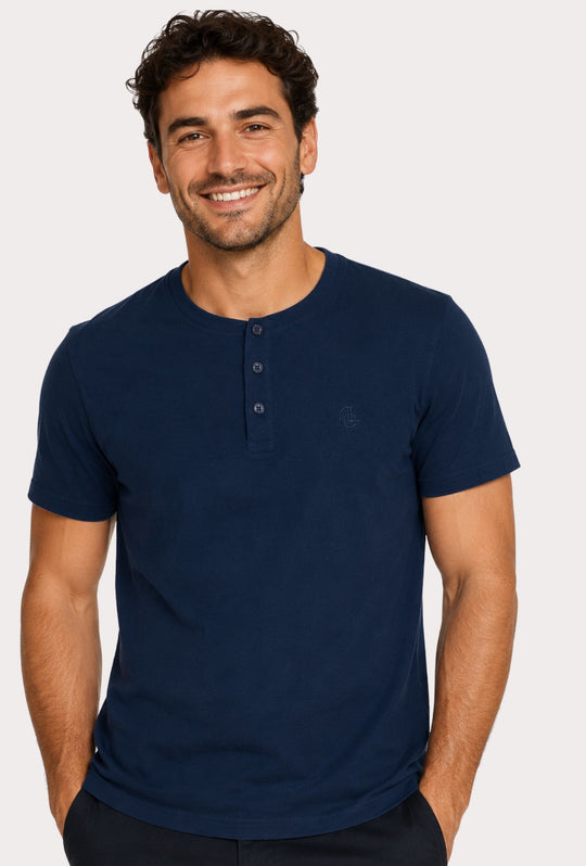 T-shirt Uomo Collo Serafino Aleandro La Corte - BLU NAVY