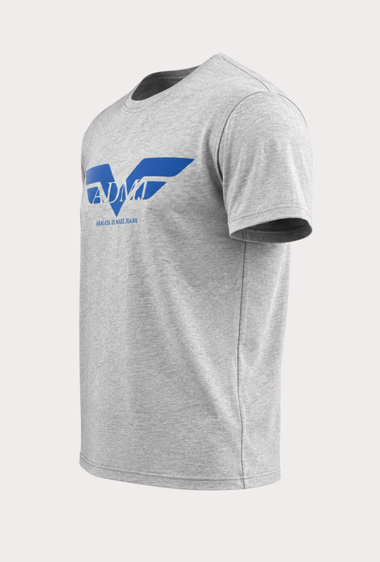 T- Shirt uomo ARMATA DI MARE  con logo centrale 100% cotone- GRIGIO
