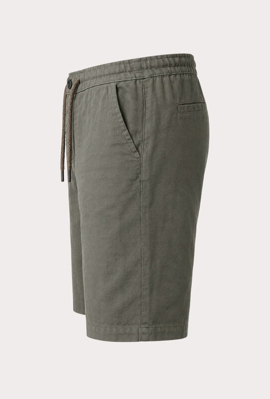 Bermuda Uomo Chino REKUAIT in  Lino e  Viscosa – VERDE OLIVA