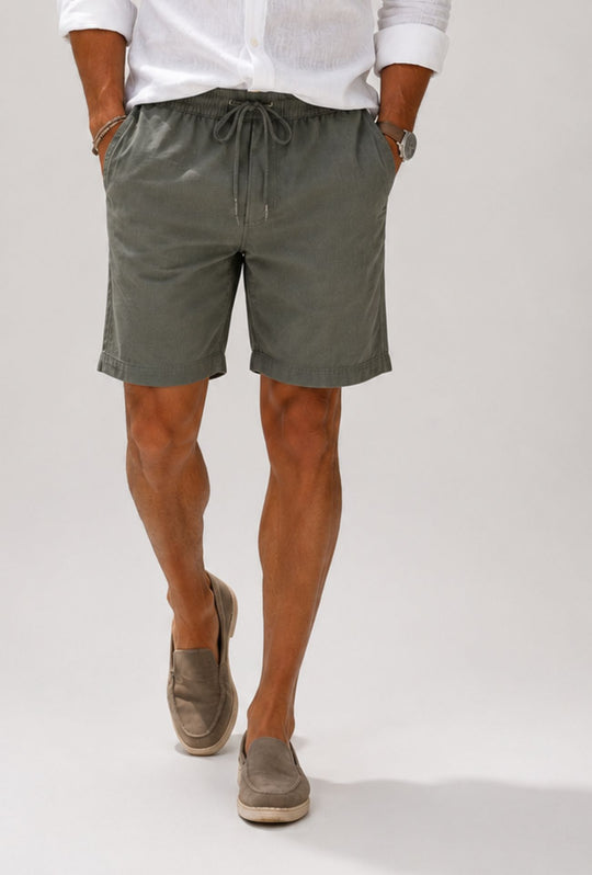 Bermuda Uomo Chino REKUAIT in  Lino e  Viscosa – VERDE OLIVA