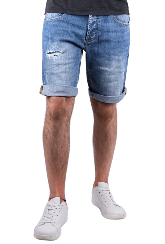 Bermuda Jeans Uomo Tela fissa con abrasioni