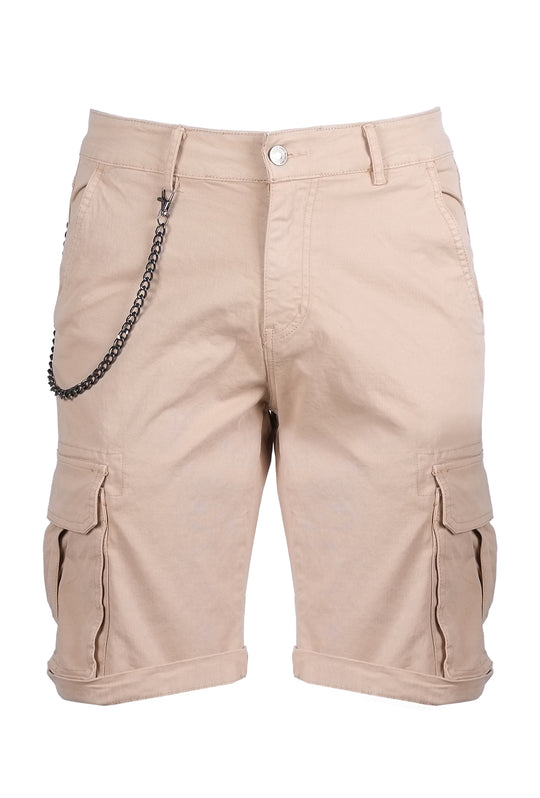 Bermuda Uomo Cotone tasconi pantaloni corti dresserd - BEIGE