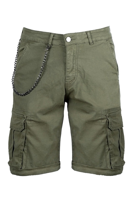 Bermuda Uomo Cotone tasconi pantaloni corti dresserd - VERDE MILITARE