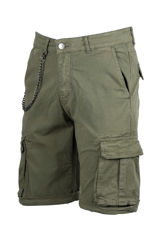 Bermuda Uomo Cotone tasconi pantaloni corti dresserd - VERDE MILITARE