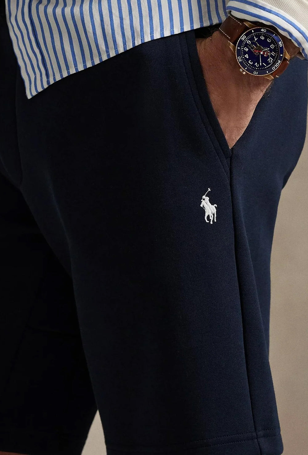 Bermuda uomo Ralph Lauren in maglia doppia Pantatuta Corto - BLU