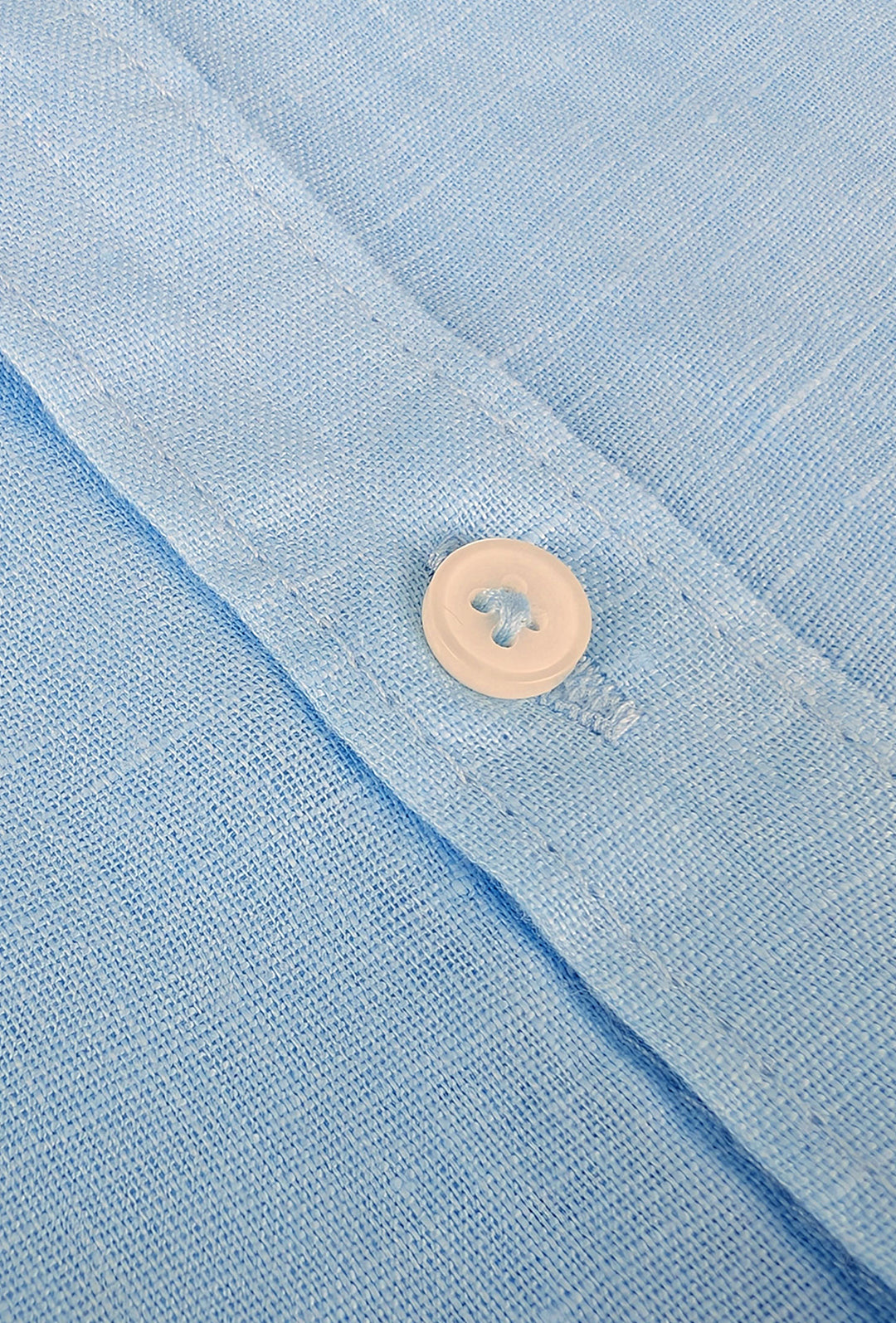 Camicia Uomo Manica lunga in Puro lino Custom Fit Button Down - AZZURRO