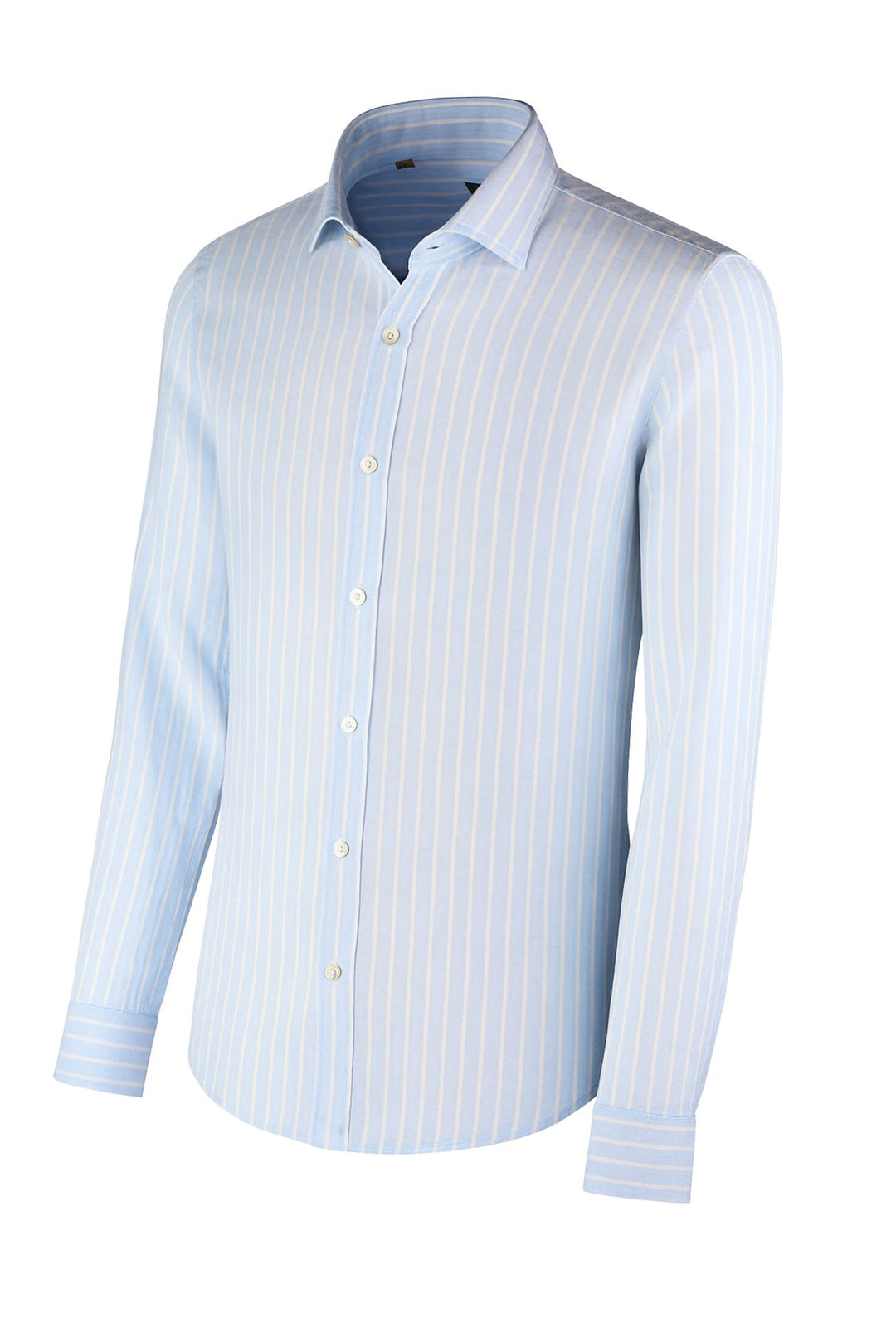 Camicia Uomo in Lino e cotone Trama rigata - CIELO