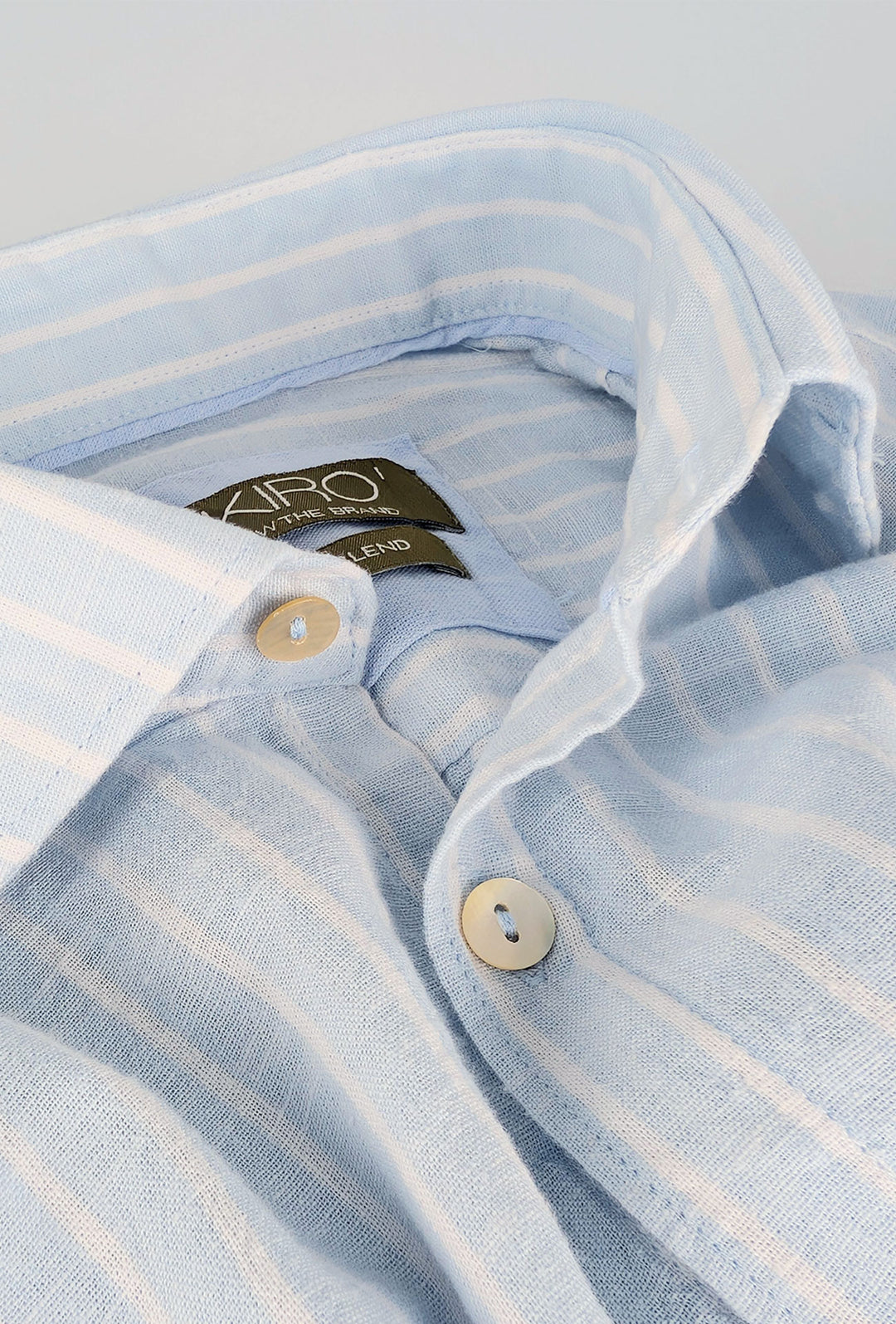 Camicia Uomo in Lino e cotone Trama rigata - CIELO
