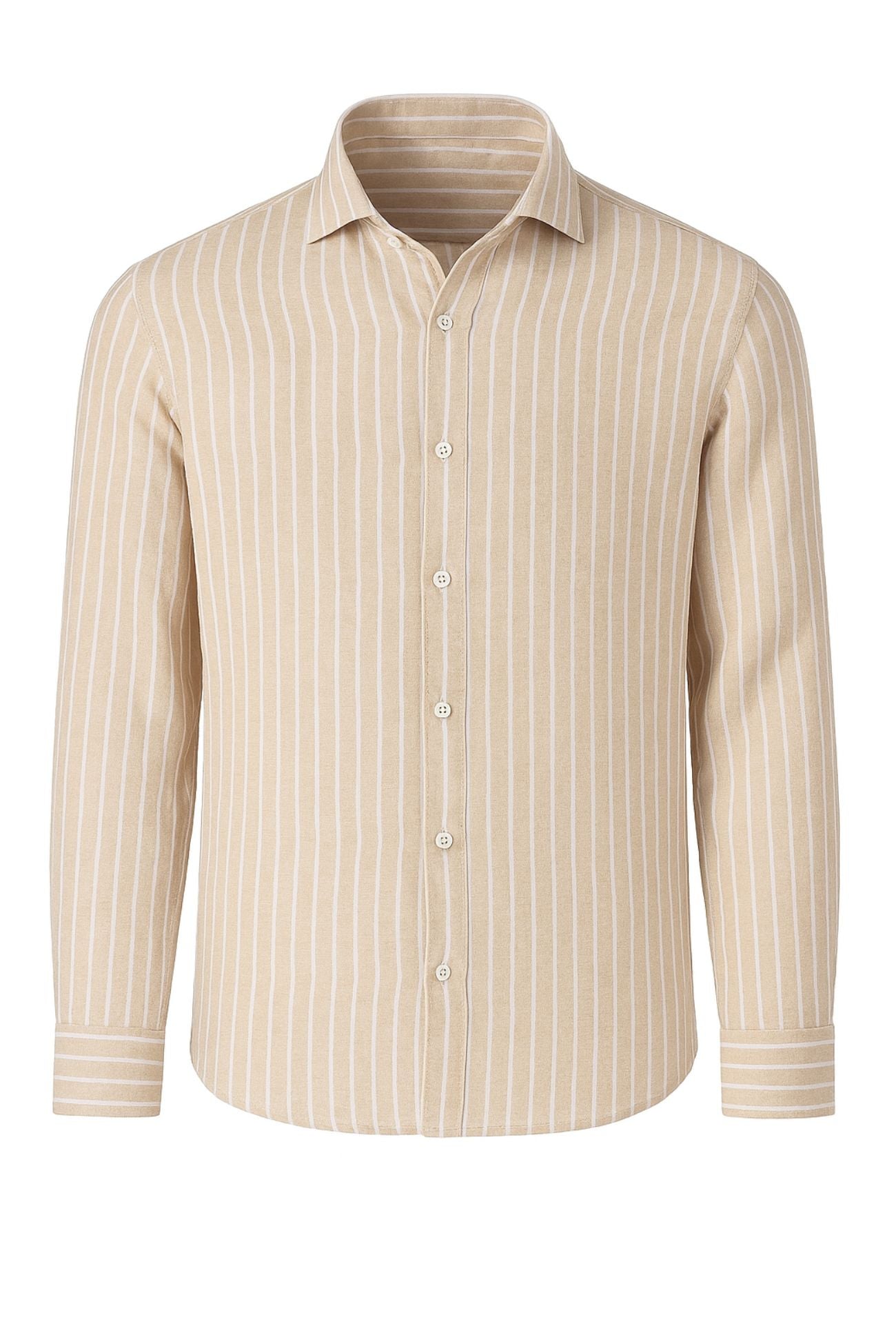 Cromoncent Camicia Uomo In Lino E Cotone - Maniche Lunghe, Colore Beige (Taglia XL)