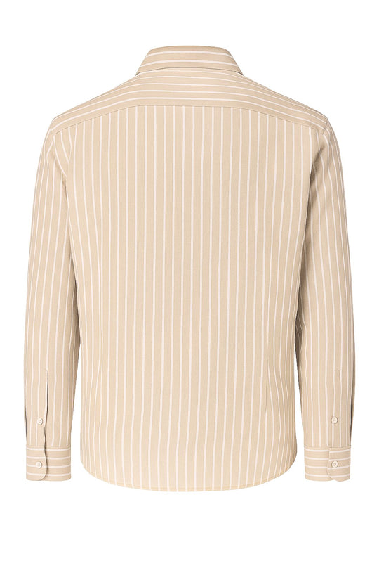 Camicia Uomo in Lino e cotone Trama rigata - BEIGE