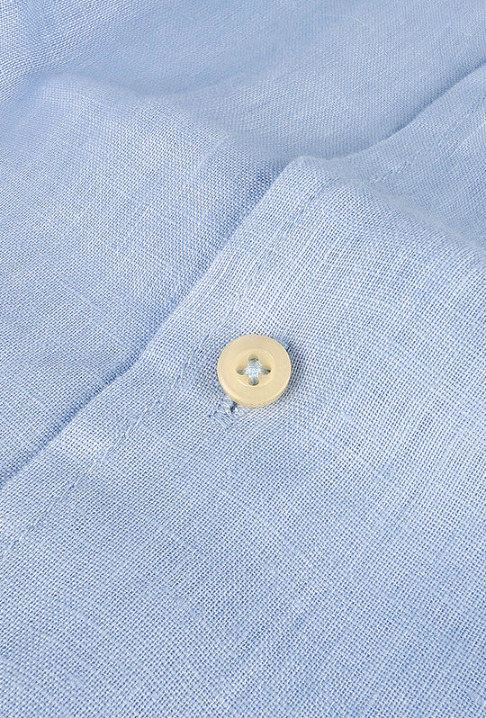 Camicia uomo manica lunga 100% Lino semi slim fit - AZZURRO