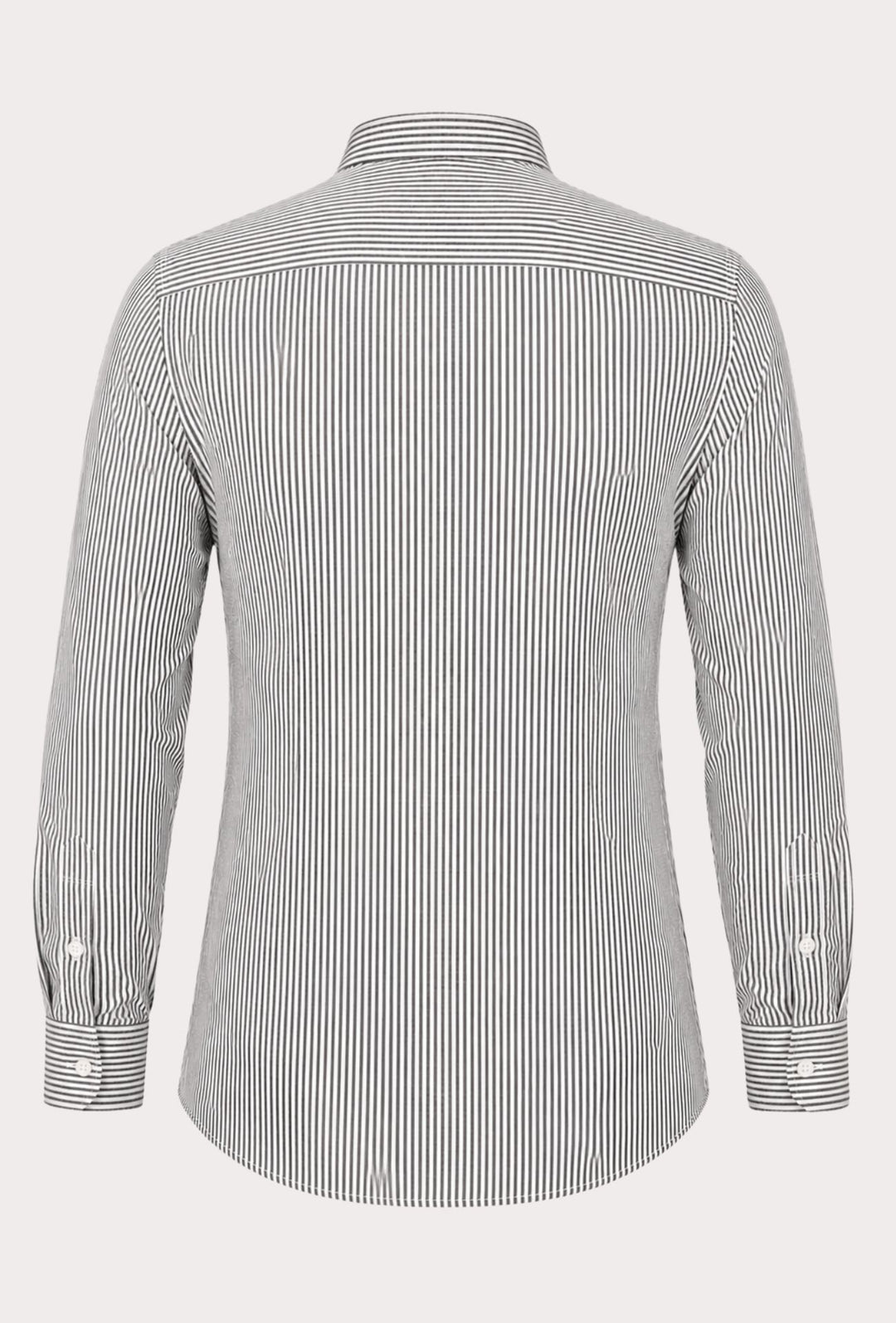 Camicia Uomo Manica Lunga Lino e Cotone Collo Coreano a righe Made in Italy -NERO