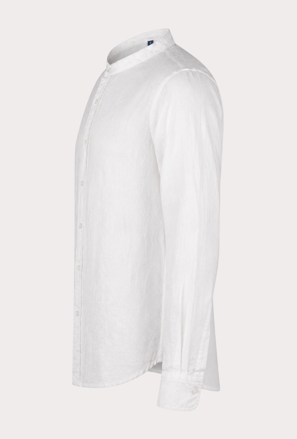 Camicia Uomo Manica Lunga 100% Lino Collo Coreano Semi Slim Fi Camicie Dresserd Uomo - BIANCO