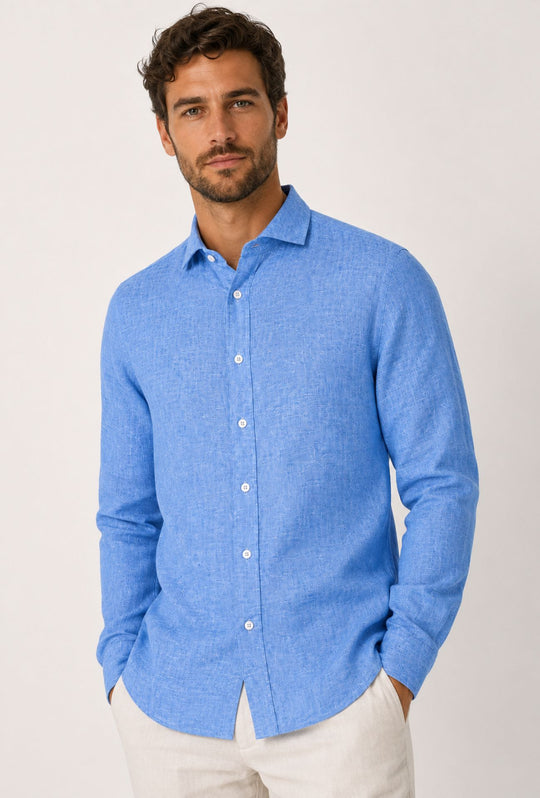 Camicia uomo 100% Lino fiammato Dresserd - DENIM