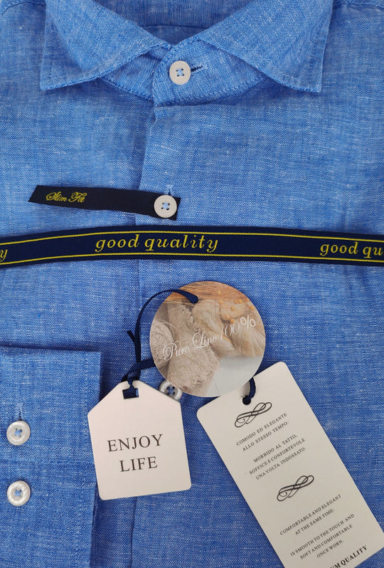 Camicia uomo 100% Lino fiammato Dresserd - DENIM