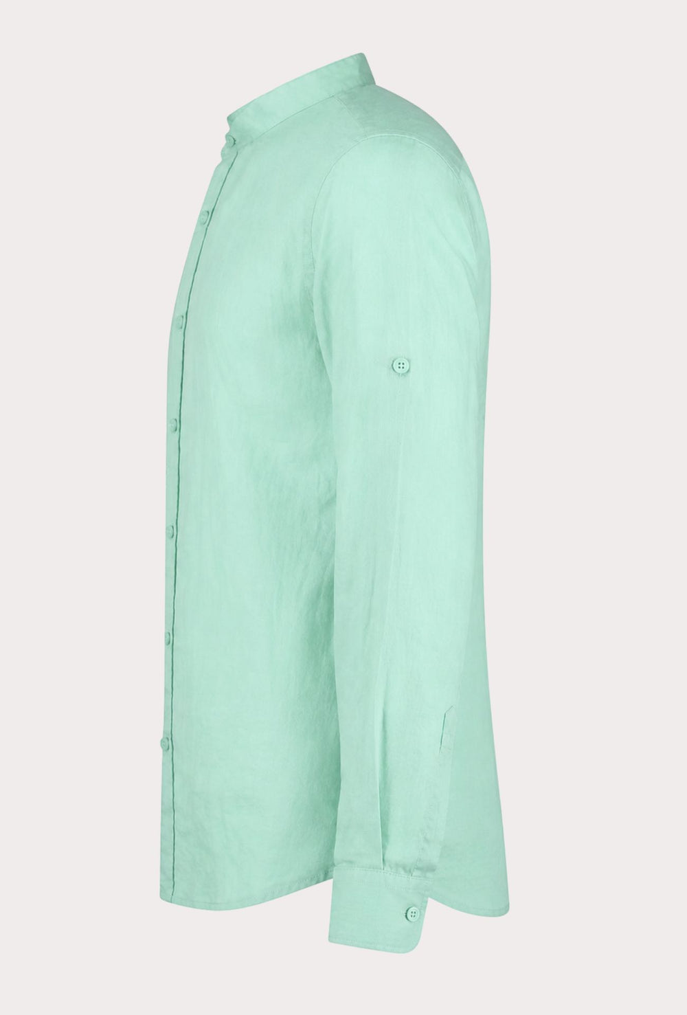 Camicia Uomo Manica Lunga 100% Lino Collo Coreano Semi Slim Fi Camicie Dresserd Uomo - ACQUA MARINA