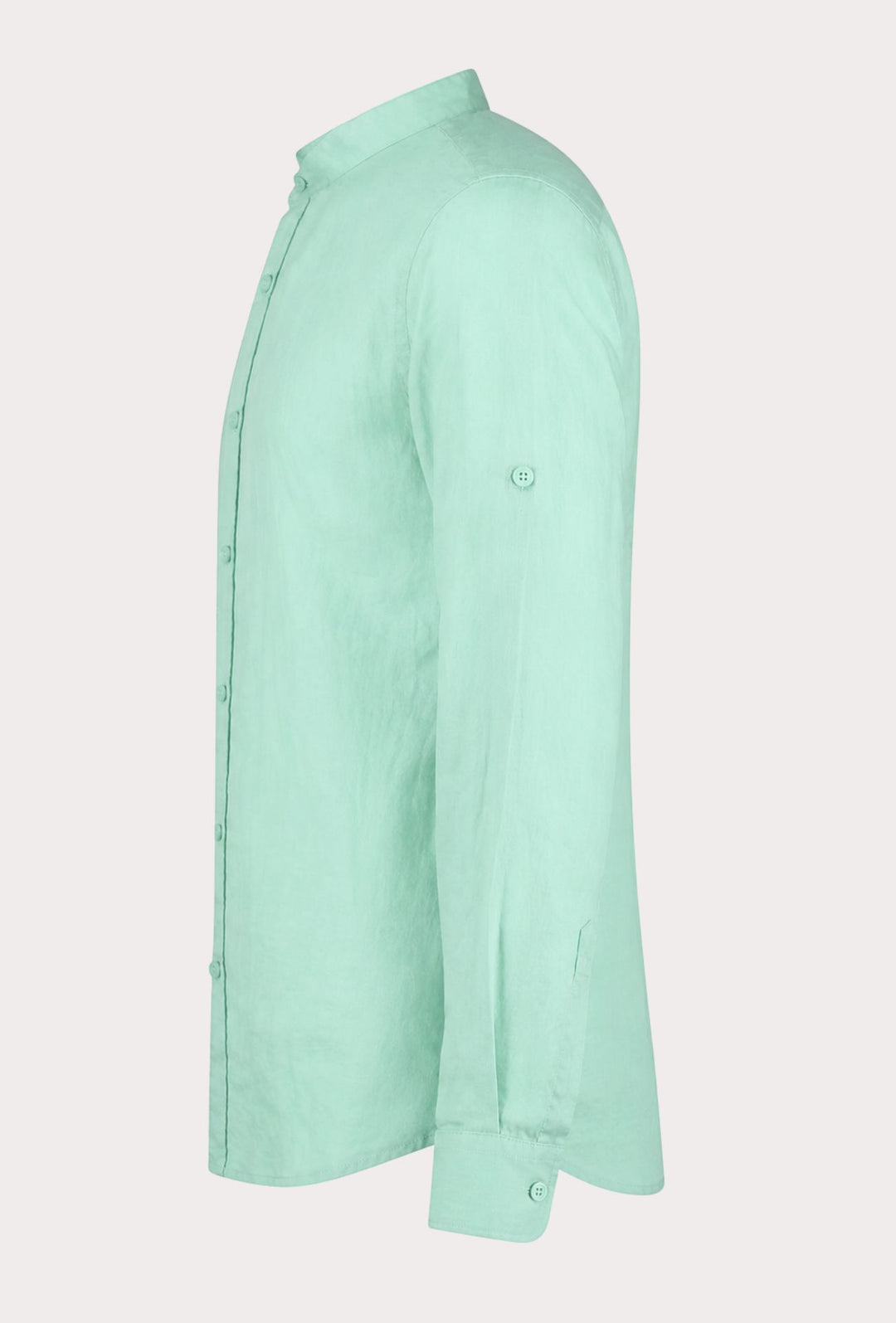 Camicia Uomo Manica Lunga 100% Lino Collo Coreano Semi Slim Fi Camicie Dresserd Uomo - ACQUA MARINA