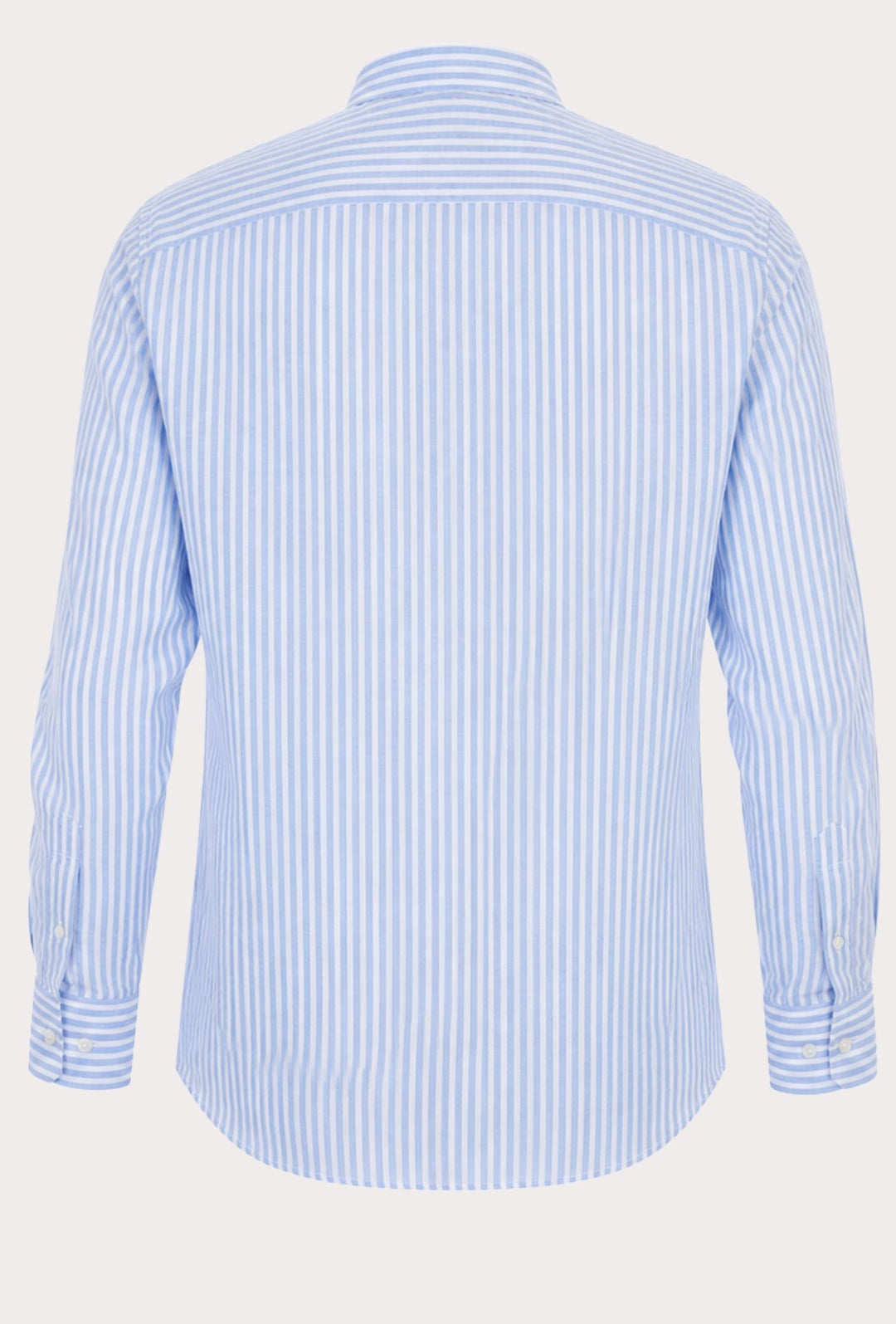 Camicia Uomo Manica Lunga Lino e Cotone Collo Coreano a righe Made in Italy - CELESTE