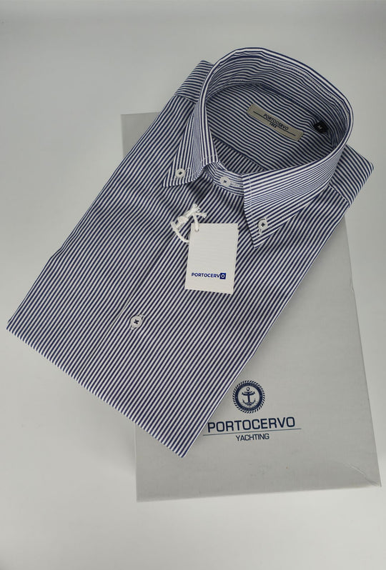 Camicia uomo Regular fit  Portocervo- RIGATO BLU