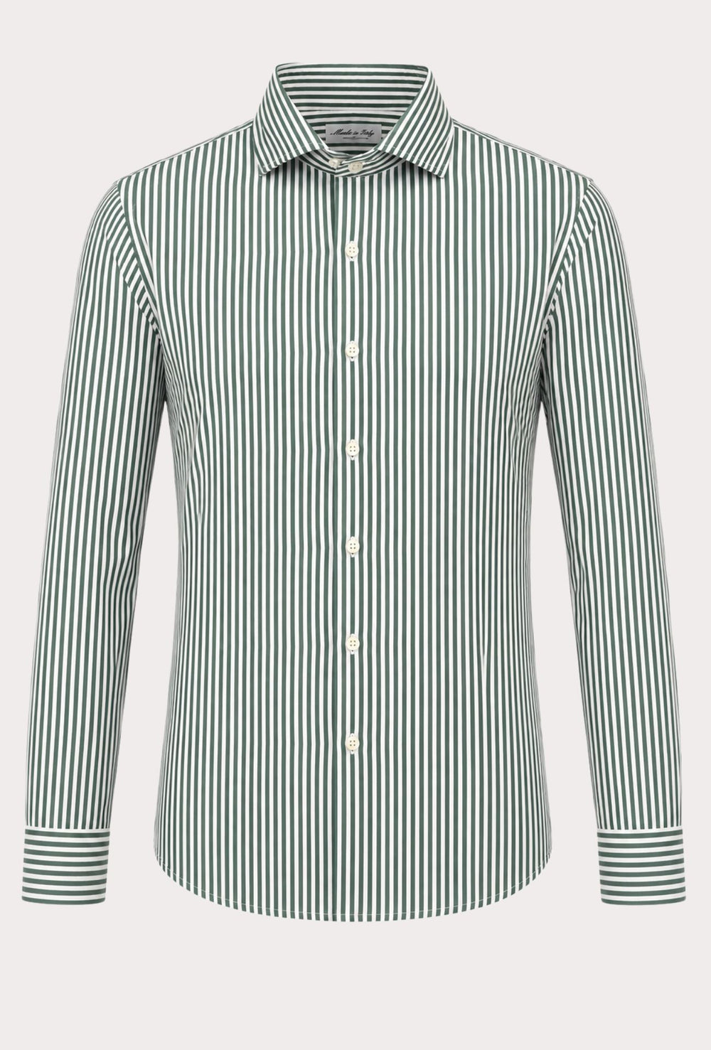 Camicia uomo manica lunga a righe 100% cotone made in italy - VERDE