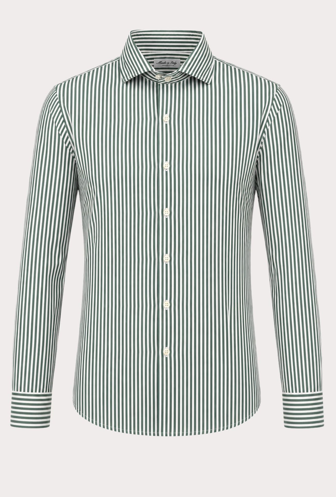Camicia uomo manica lunga a righe 100% cotone made in italy - VERDE