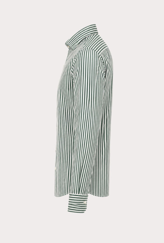 Camicia uomo manica lunga a righe 100% cotone made in italy - VERDE