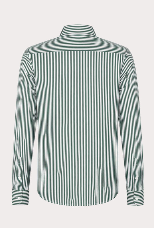 Camicia uomo manica lunga a righe 100% cotone made in italy - VERDE