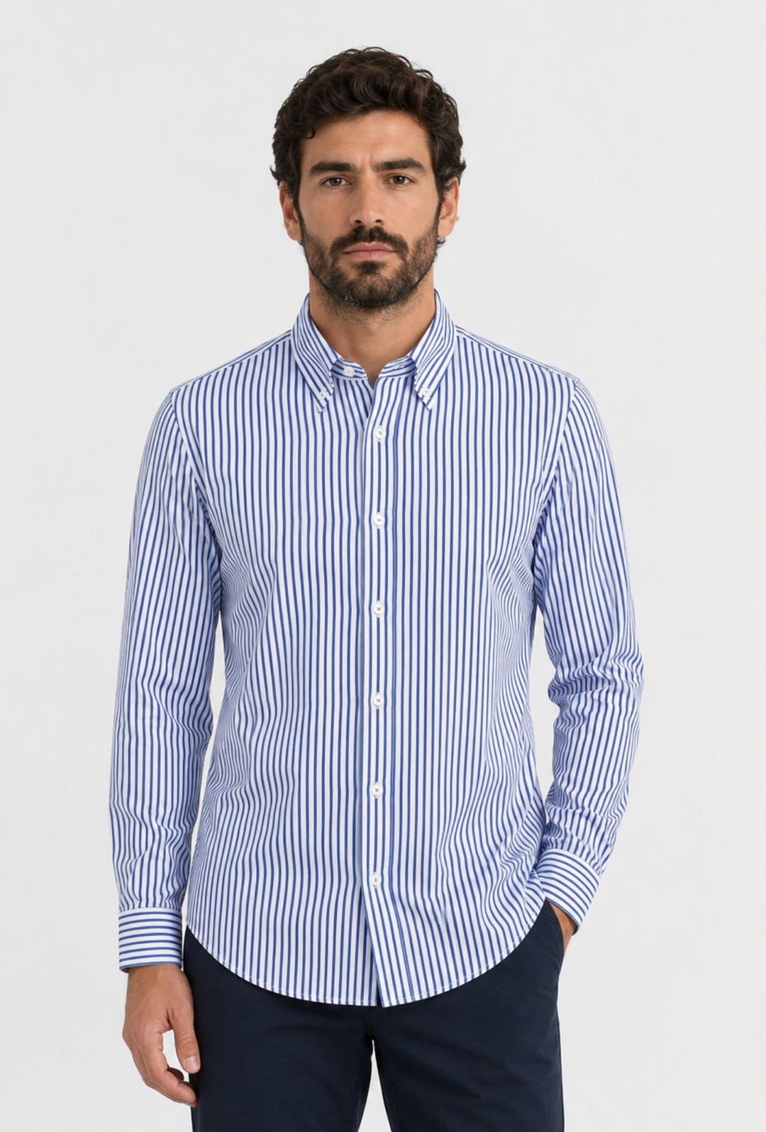 Camicia uomo Regular fit Portocervo -RIGHE BIANCHE E BLU