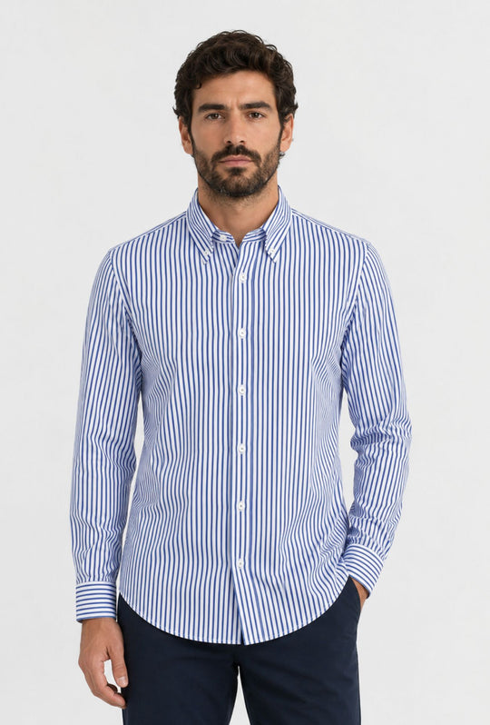 Camicia uomo Regular fit Portocervo -RIGHE BIANCHE E BLU