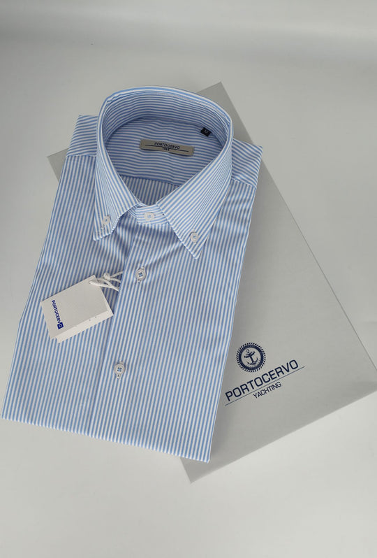 Camicia uomo regular Fit Portocervo- RIGATO AZZURRO